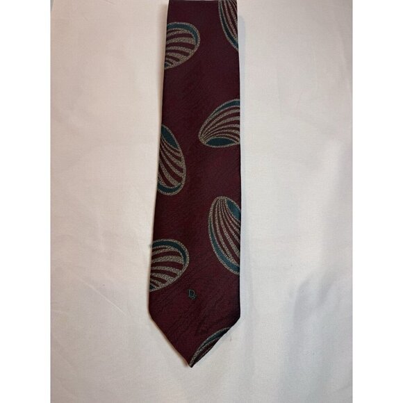 VTG Christian Dior Monsieur Tie Silk Burgundy Blue Cream Italy Made In USA 90s - Picture 4 of 9